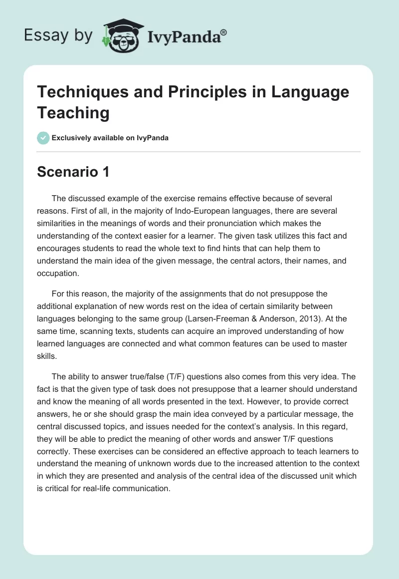 Techniques and Principles in Language Teaching. Page 1
