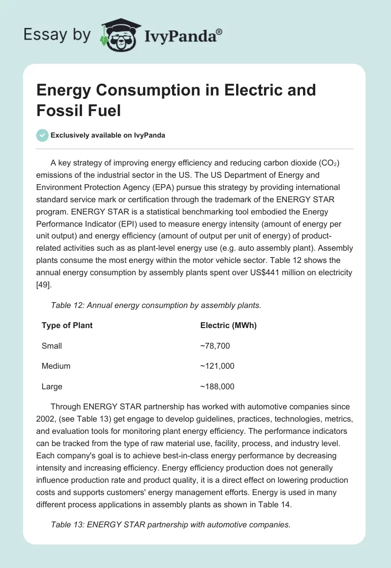 Energy Consumption in Electric and Fossil Fuel. Page 1