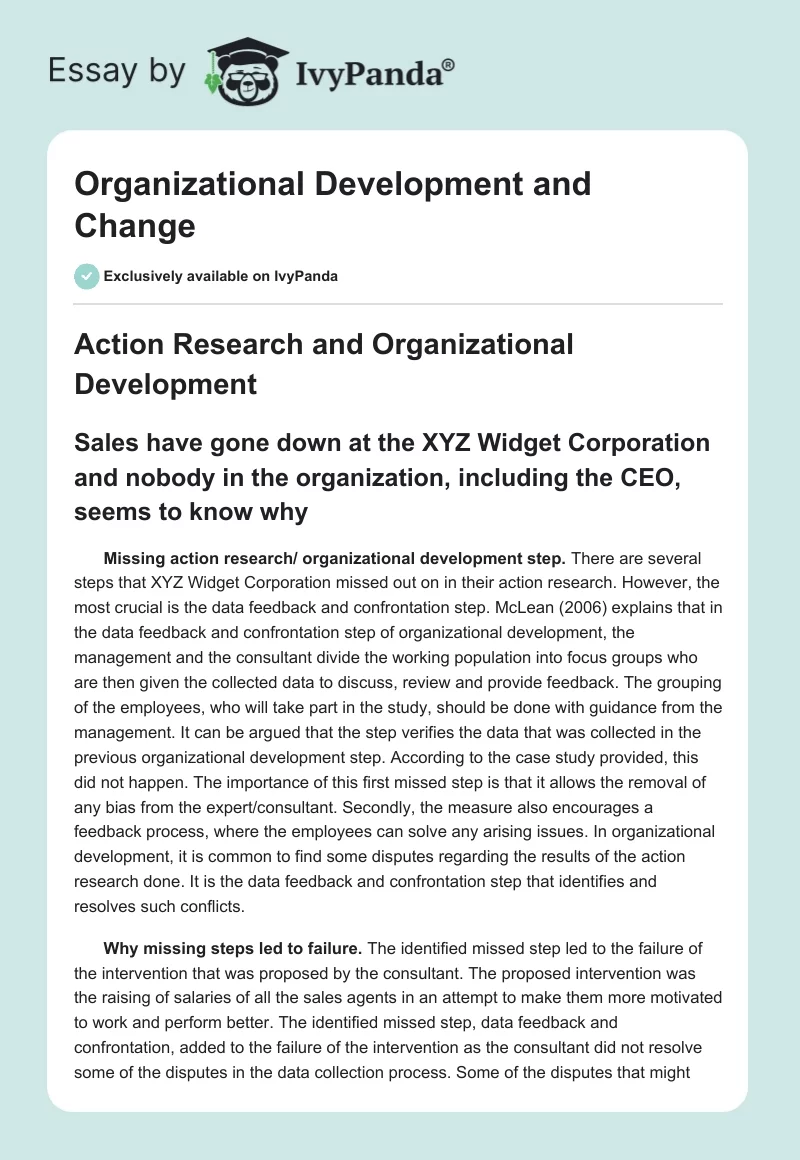 Organizational Development and Change. Page 1