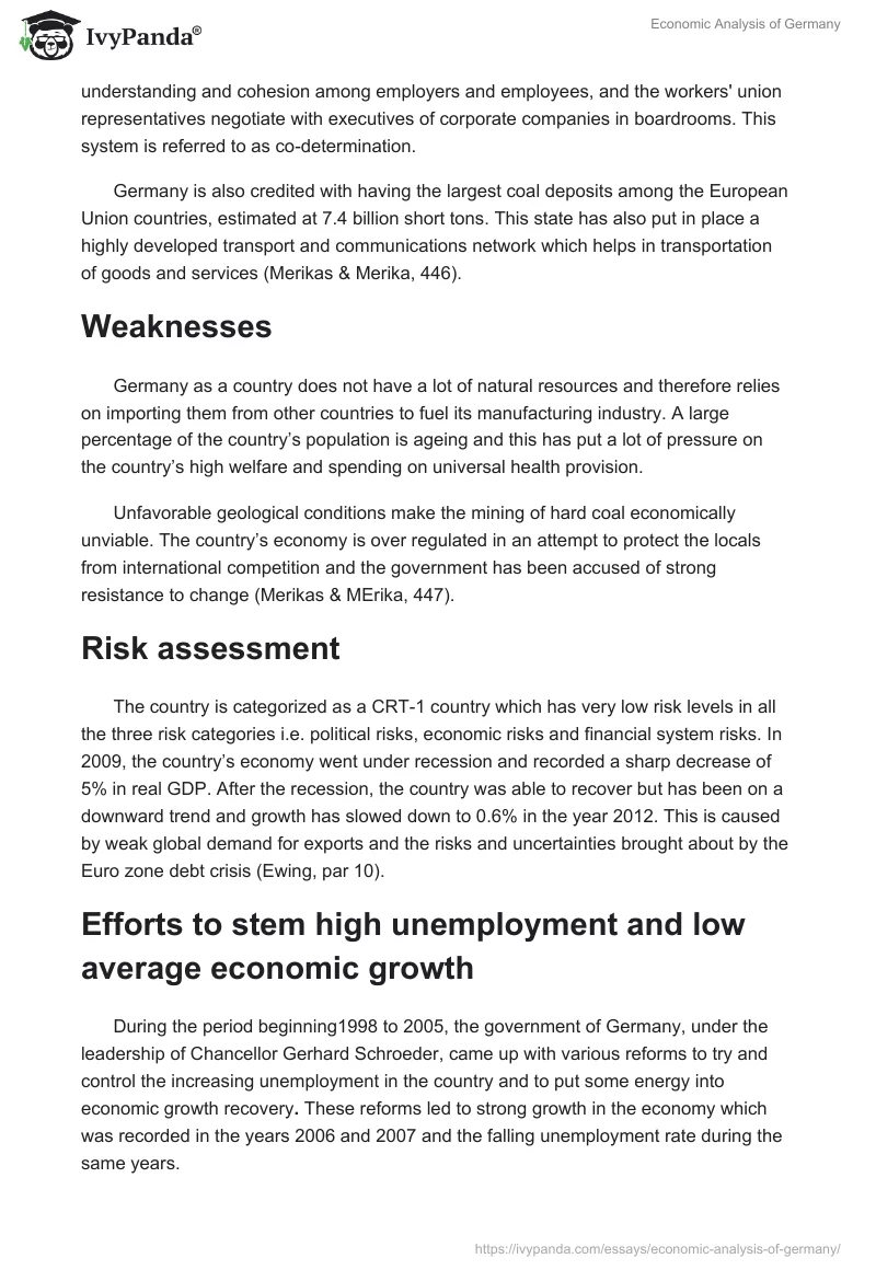Economic Analysis of Germany. Page 2
