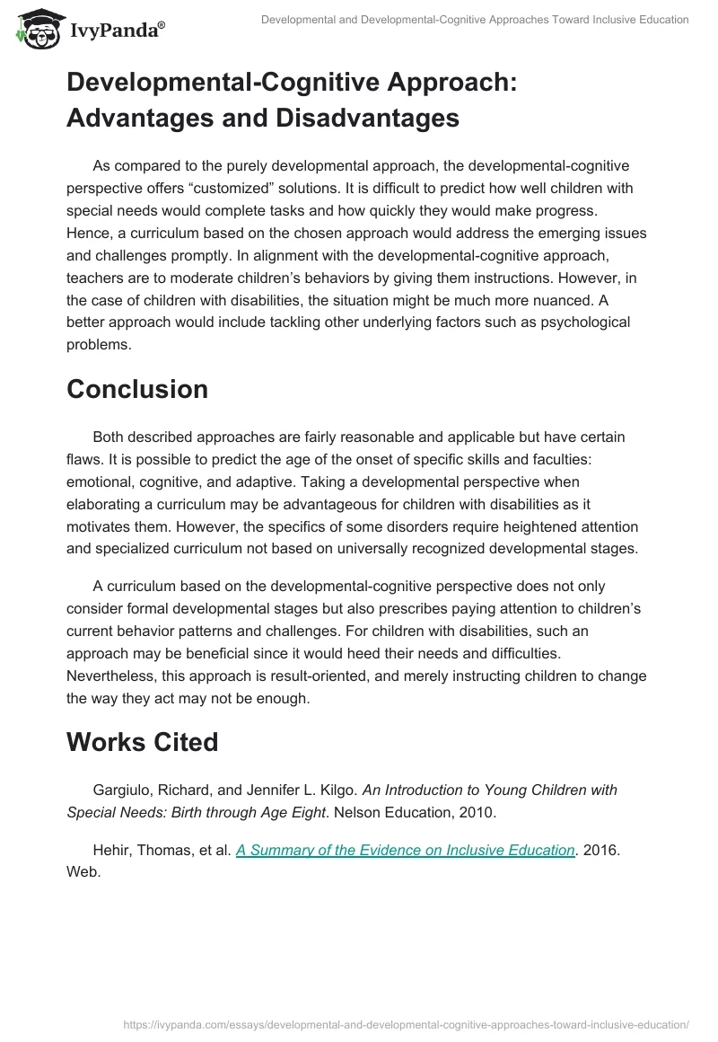 Developmental and Developmental-Cognitive Approaches Toward Inclusive Education. Page 2