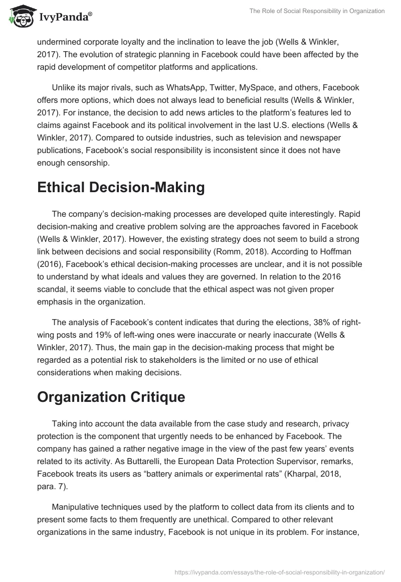 The Role of Social Responsibility in Organization. Page 2