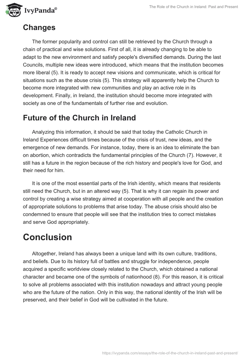 The Role of the Church in Ireland: Past and Present. Page 4