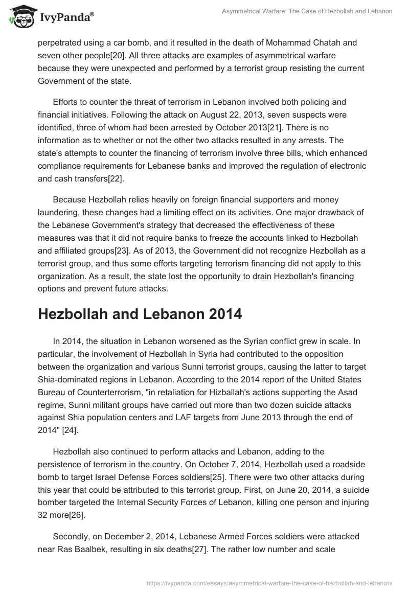 Asymmetrical Warfare: The Case of Hezbollah and Lebanon. Page 4