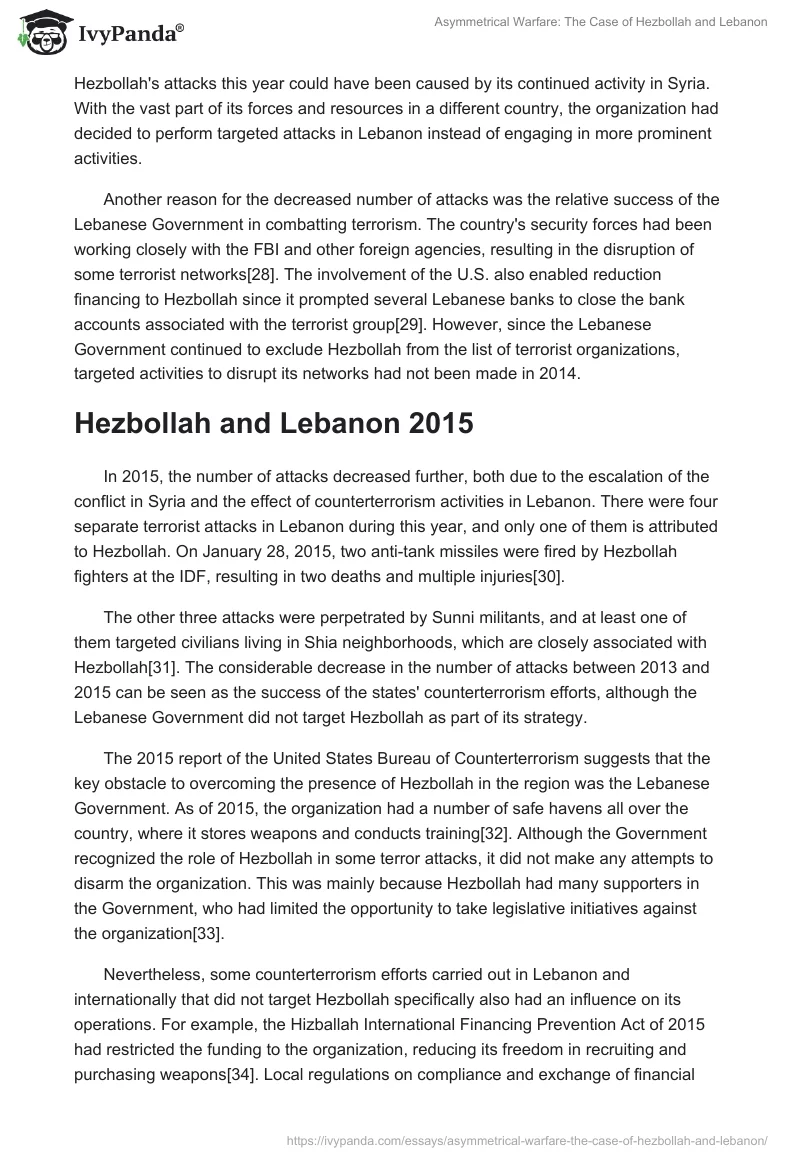 Asymmetrical Warfare: The Case of Hezbollah and Lebanon. Page 5