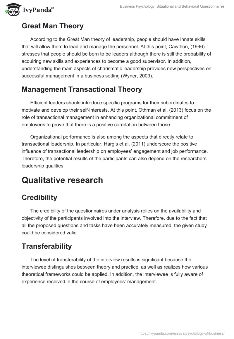 Business Psychology: Situational and Behavioral Questionnaires. Page 2