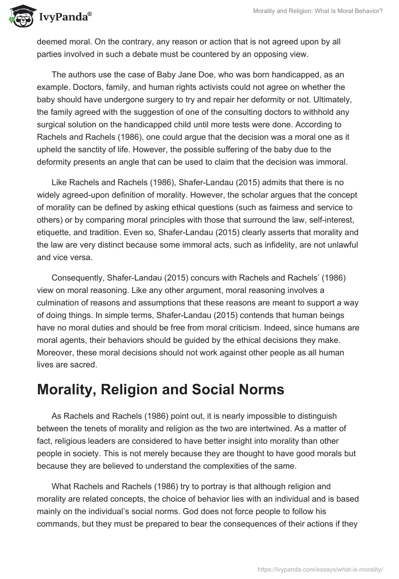 Morality and Religion: What Is Moral Behavior?. Page 2