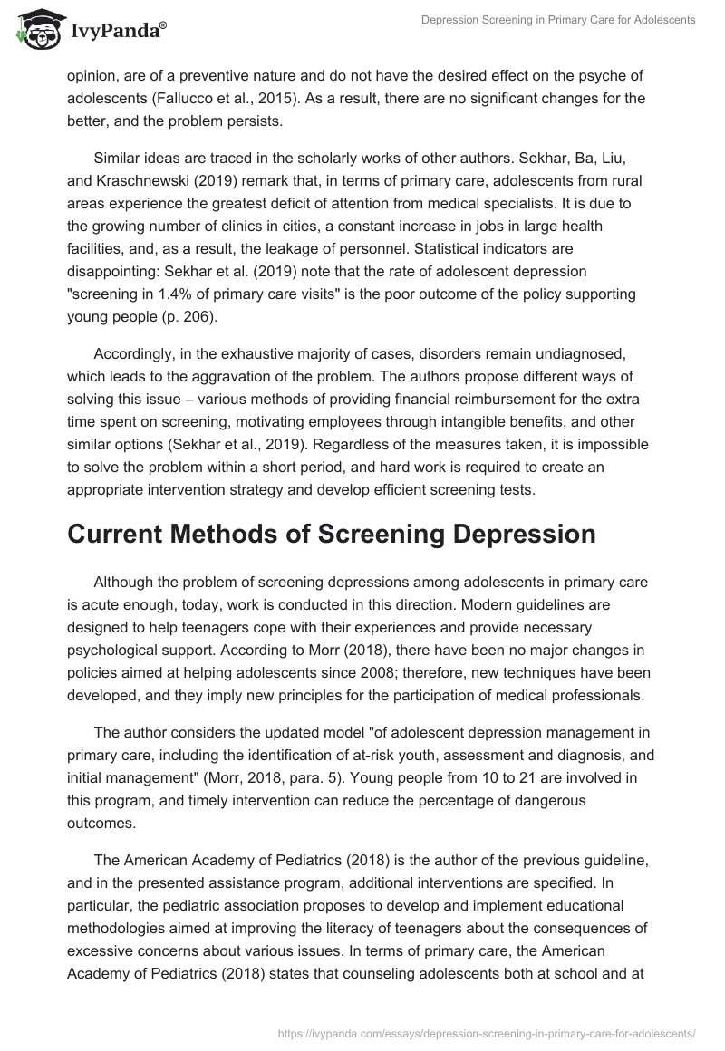 Depression Screening in Primary Care for Adolescents. Page 2