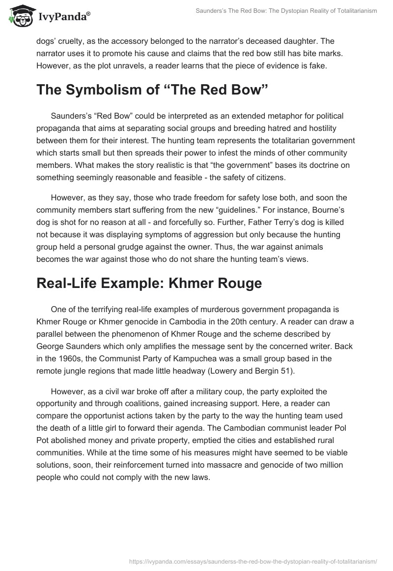 Saunders’s "The Red Bow": The Dystopian Reality of Totalitarianism. Page 2