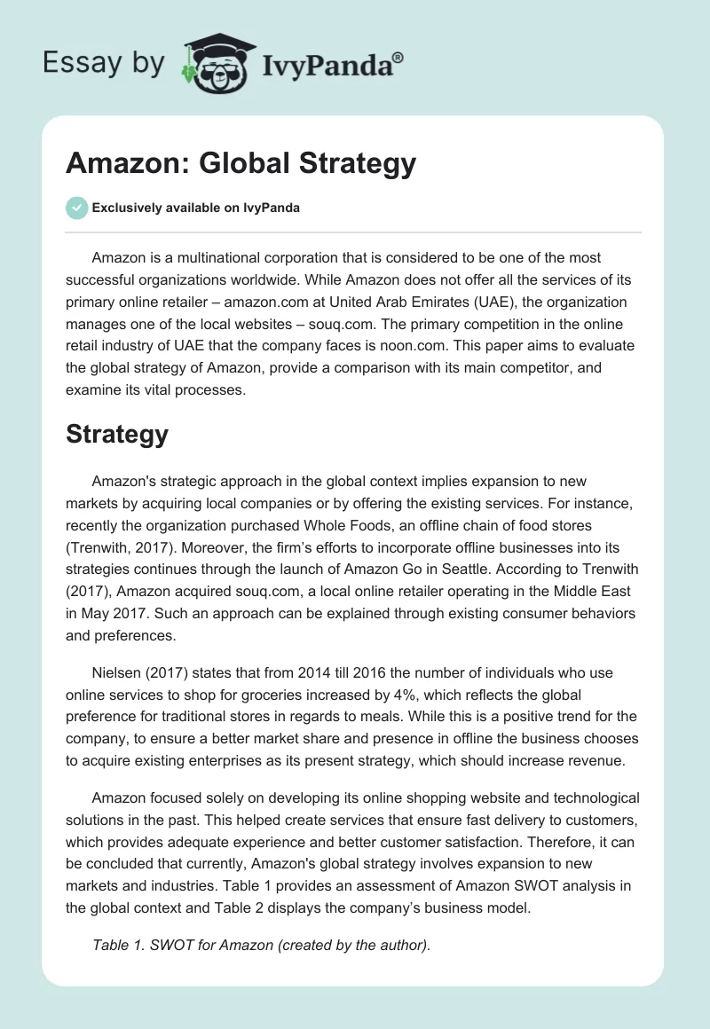 Amazon: Global Strategy. Page 1