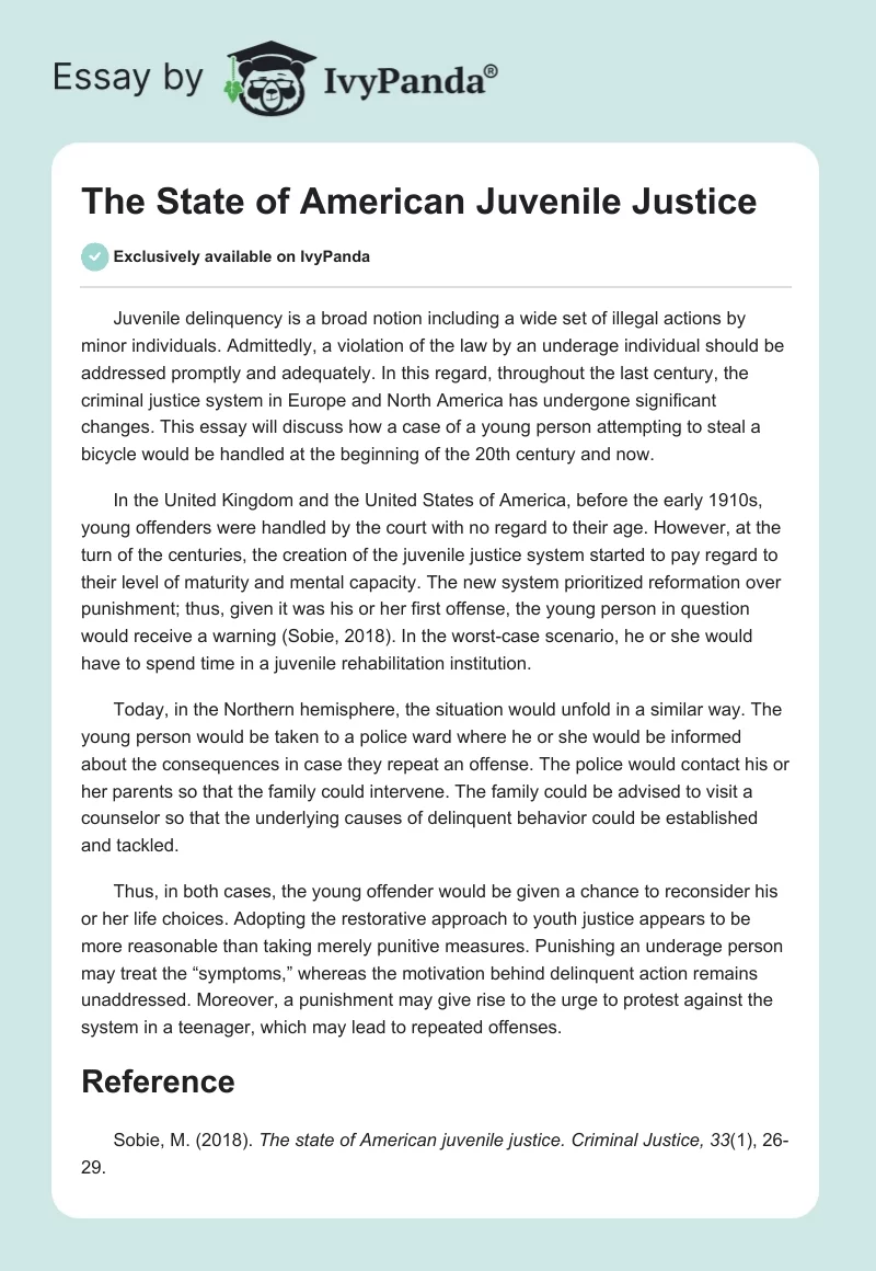 The State of American Juvenile Justice. Page 1
