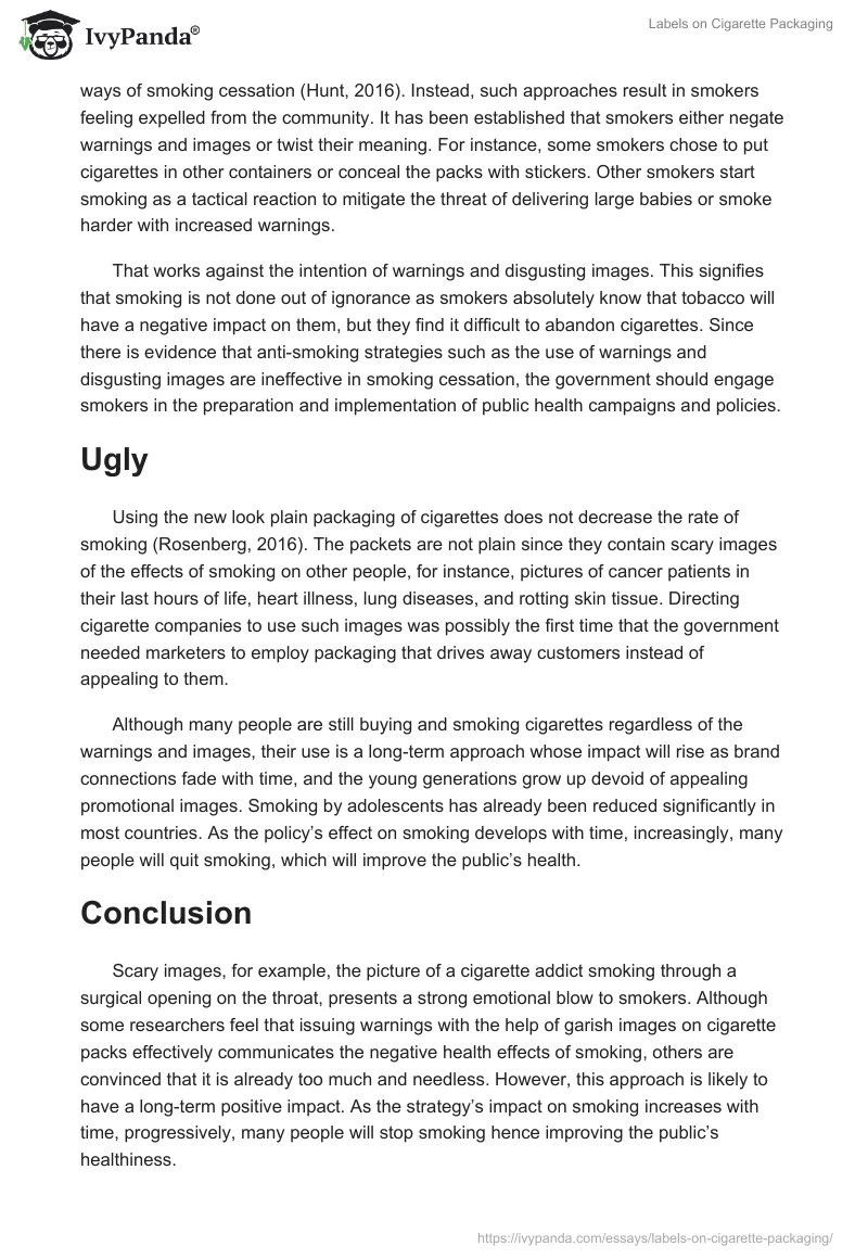 Labels on Cigarette Packaging. Page 3