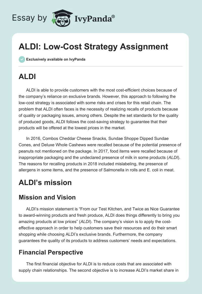 ALDI: Low-Cost Strategy Assignment. Page 1
