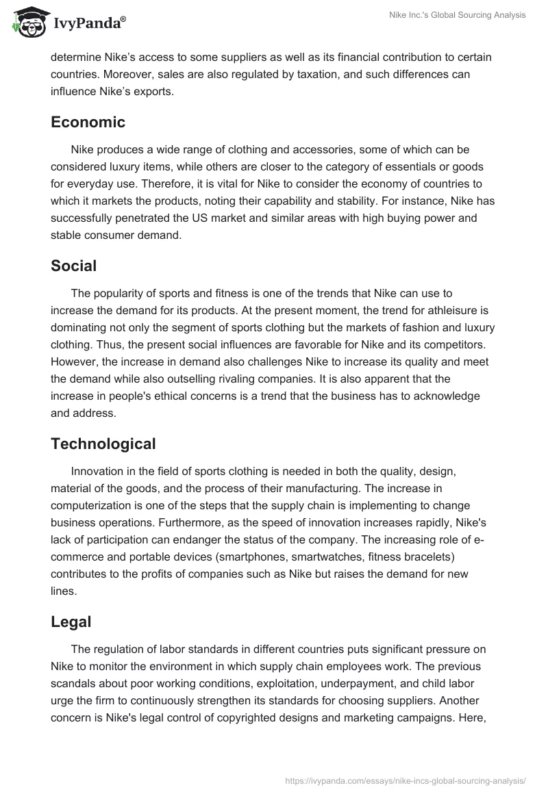 Nike Inc.'s Global Sourcing Analysis. Page 2