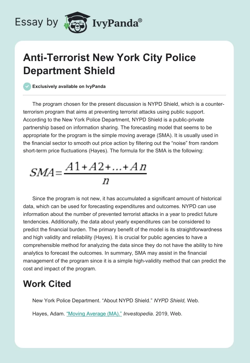 Anti-Terrorist New York City Police Department Shield. Page 1
