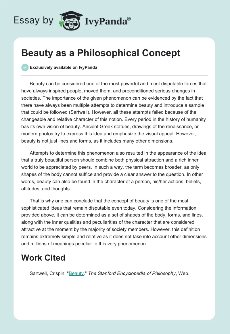 Beauty as a Philosophical Concept. Page 1