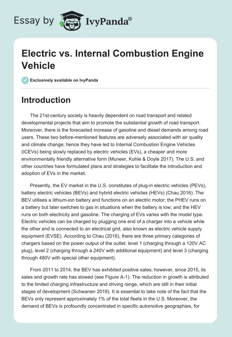 Electric vs. Internal Combustion Engine Vehicle. Page 1