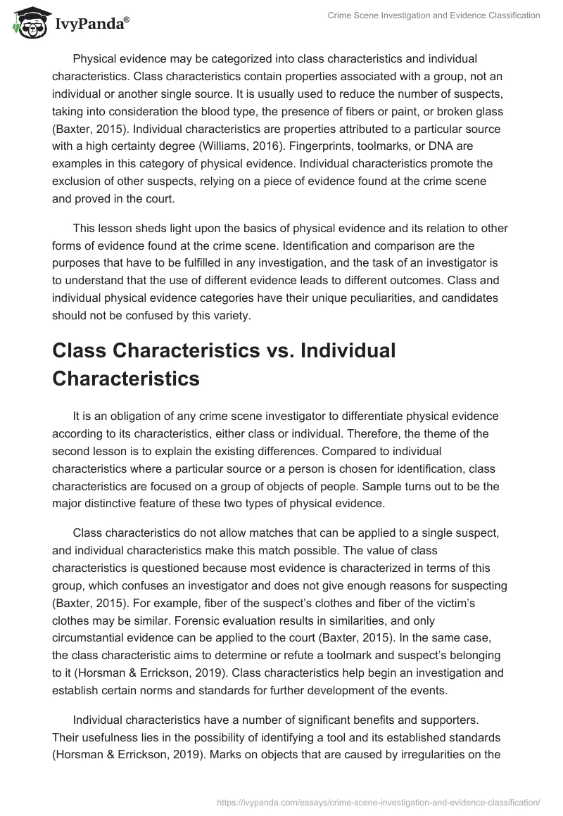 Crime Scene Investigation and Evidence Classification. Page 2