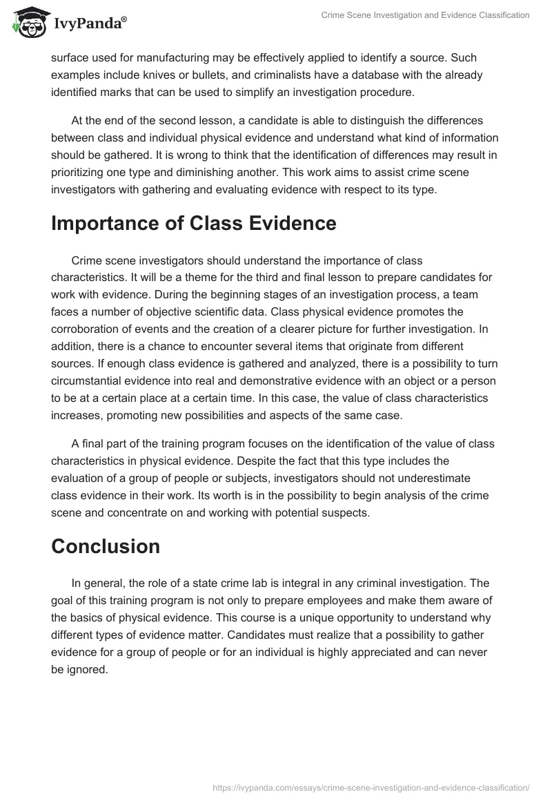 Crime Scene Investigation and Evidence Classification. Page 3