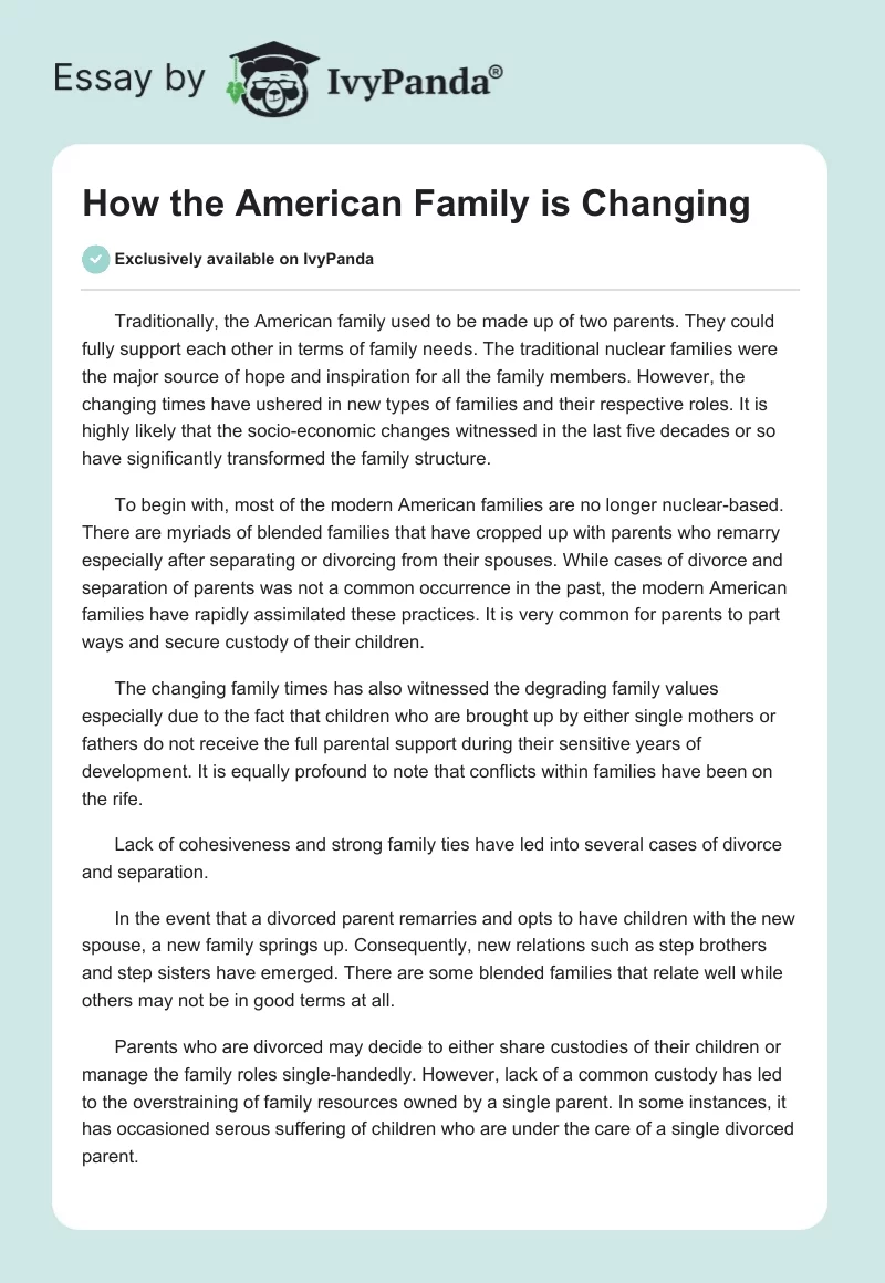 How the American Family is Changing. Page 1