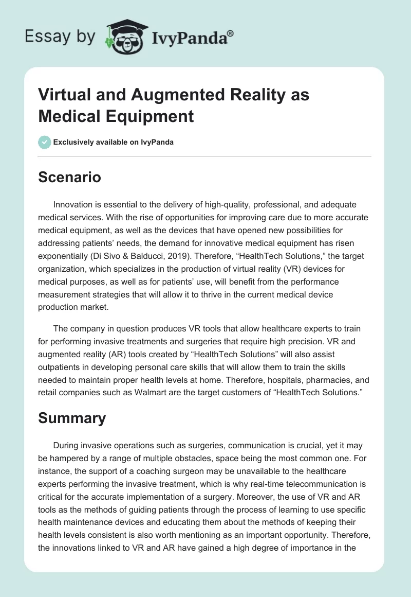 Virtual and Augmented Reality as Medical Equipment. Page 1