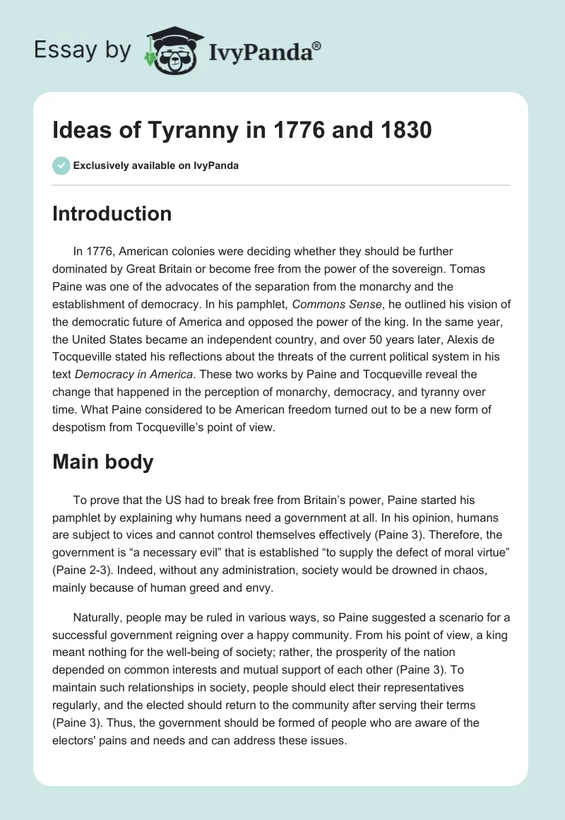 Ideas of Tyranny in 1776 and 1830. Page 1