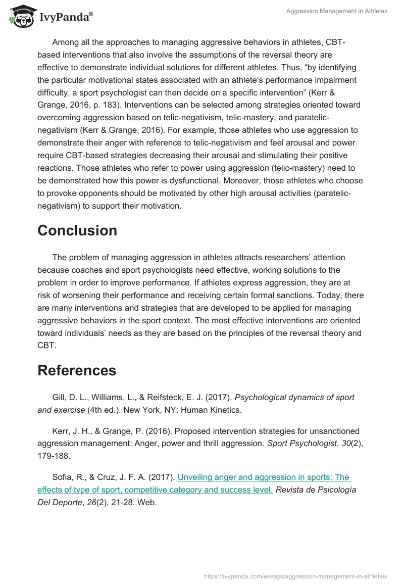 Aggression Management in Athletes. Page 4