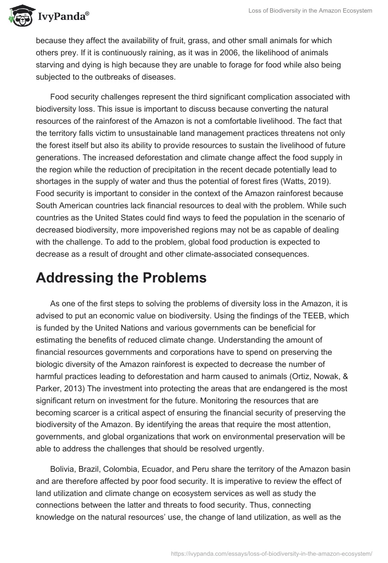 Loss of Biodiversity in the Amazon Ecosystem. Page 3