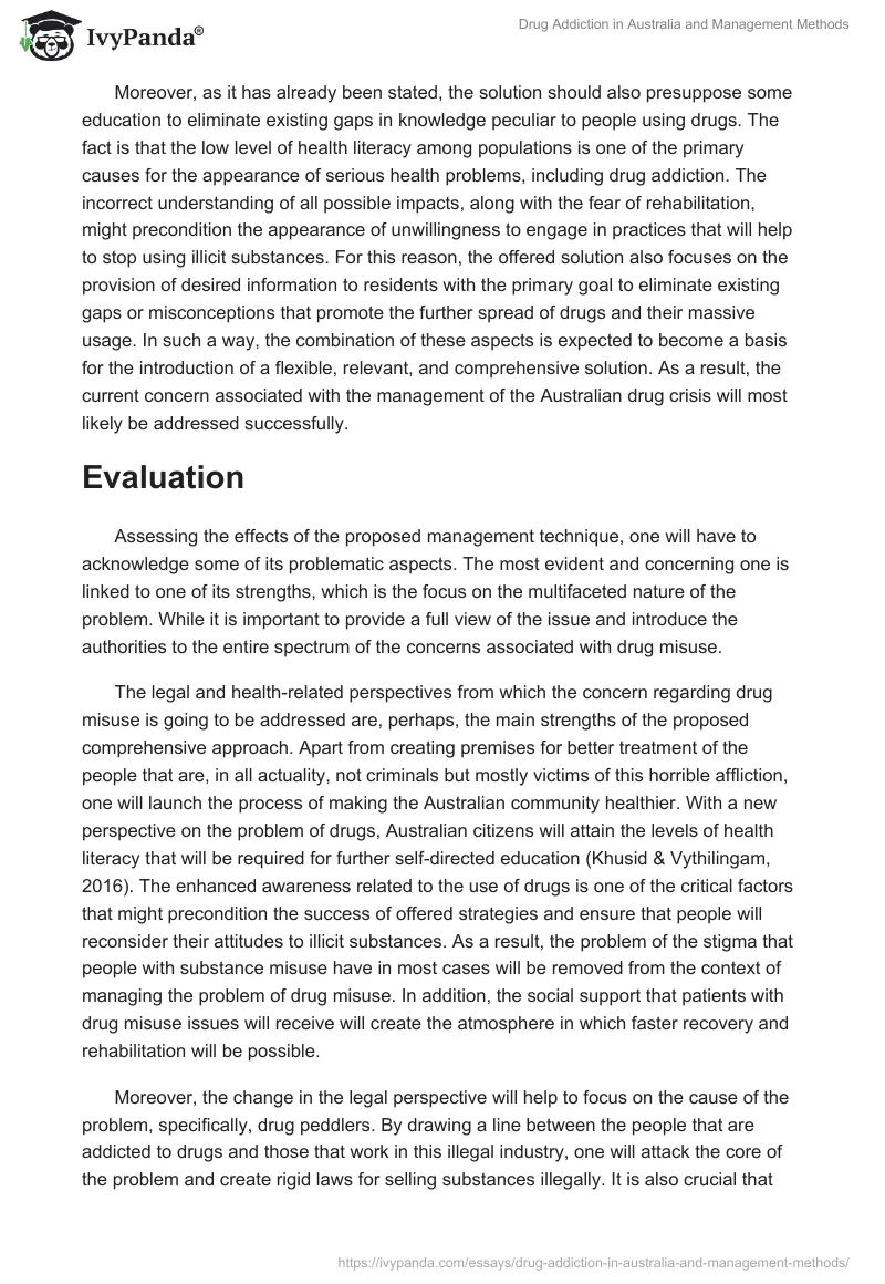 Drug Addiction in Australia and Management Methods. Page 4