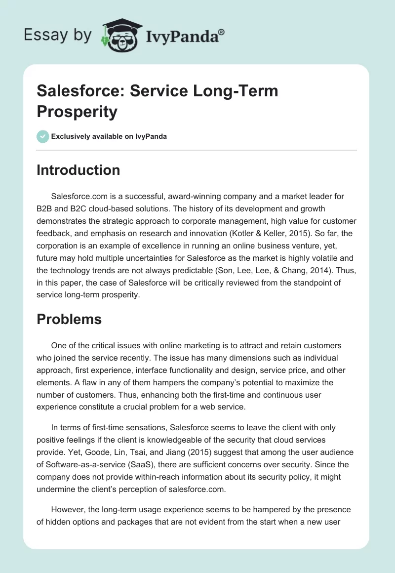 Salesforce: Service Long-Term Prosperity. Page 1