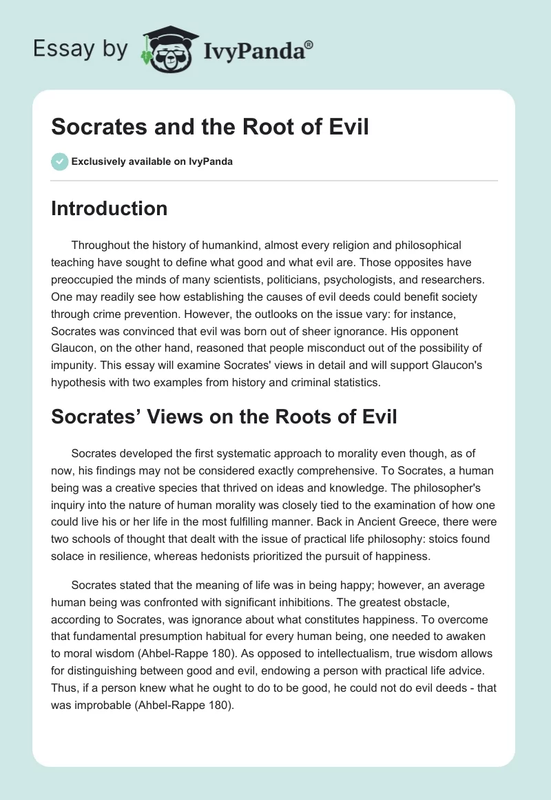 Socrates and the Root of Evil. Page 1