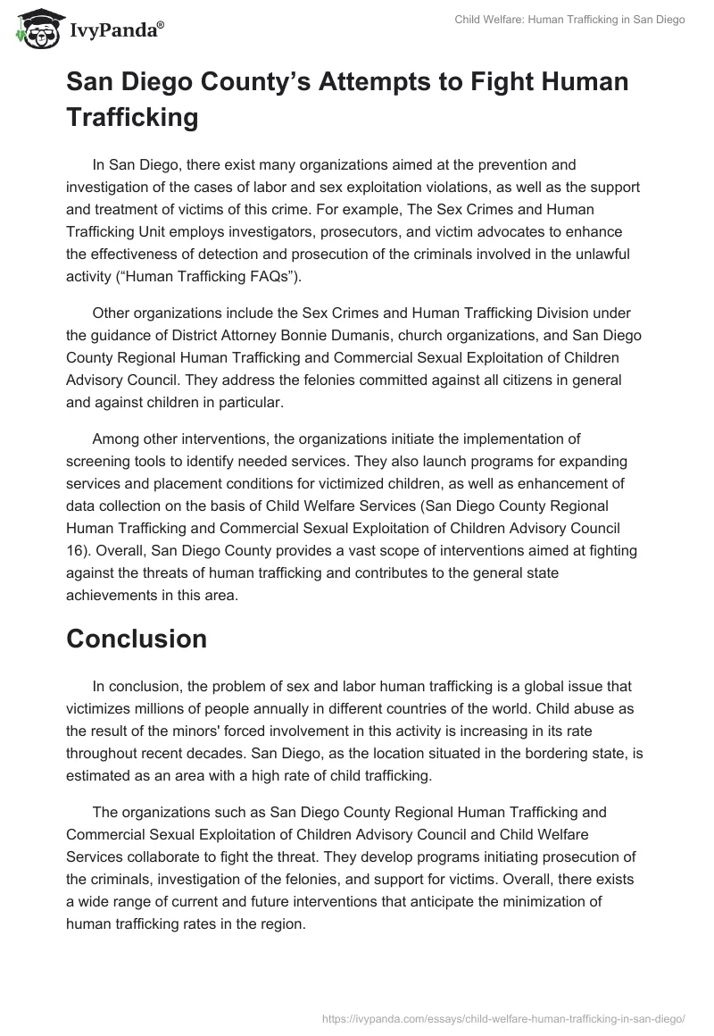 Child Welfare: Human Trafficking in San Diego. Page 4