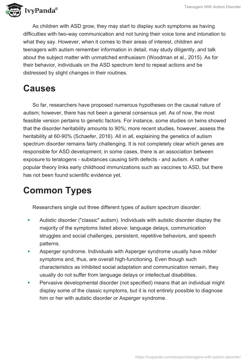 Teenagers With Autism Disorder. Page 2