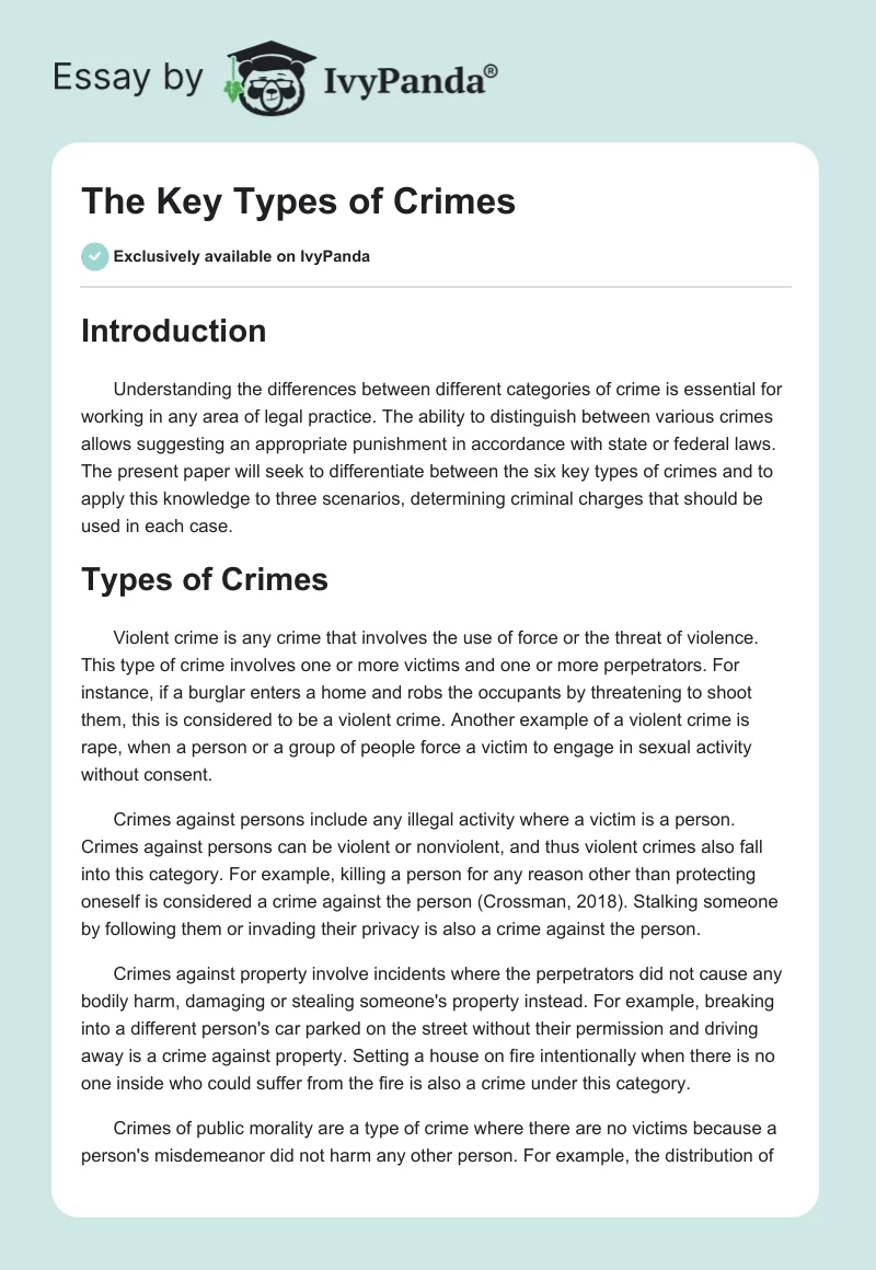The Key Types of Crimes. Page 1
