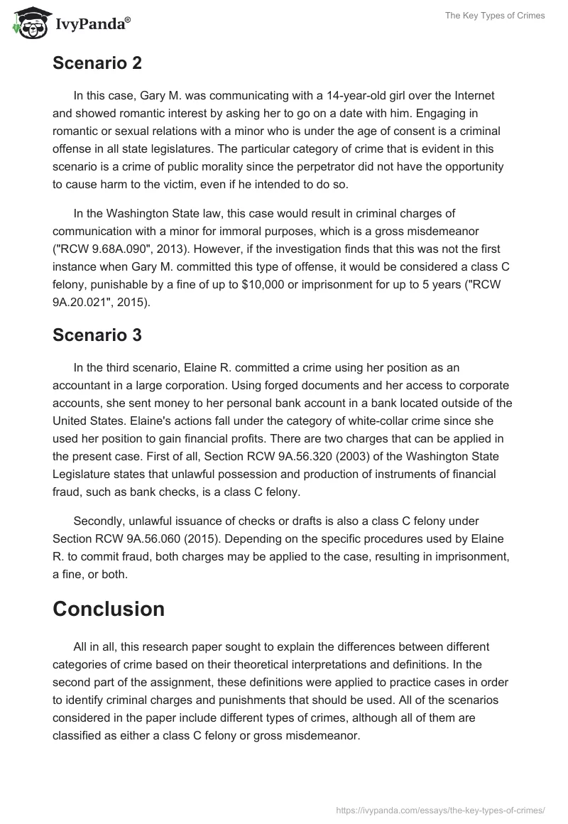 The Key Types of Crimes. Page 3