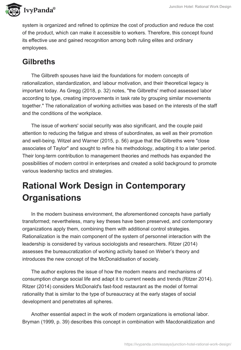 Junction Hotel: Rational Work Design. Page 3