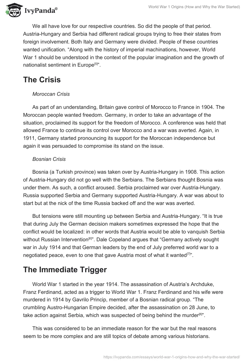 World War 1 Origins (How and Why the War Started). Page 5