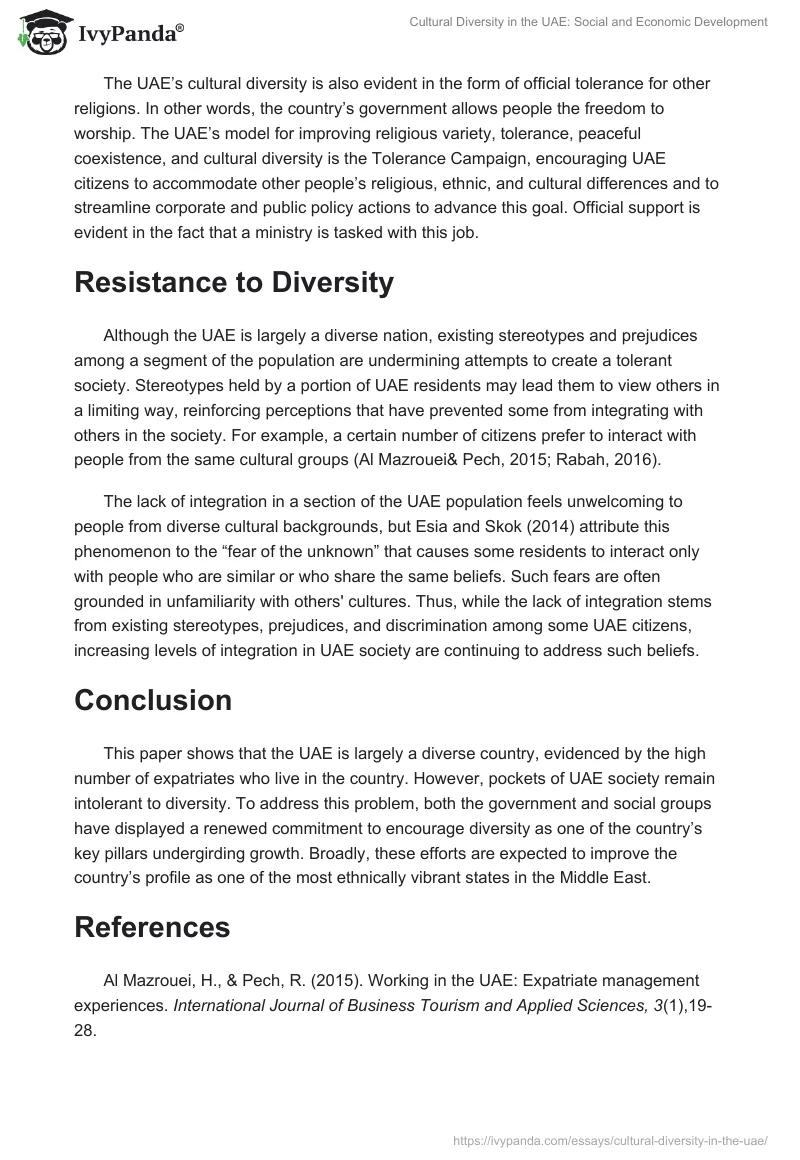 Cultural Diversity in the UAE: Social and Economic Development. Page 2
