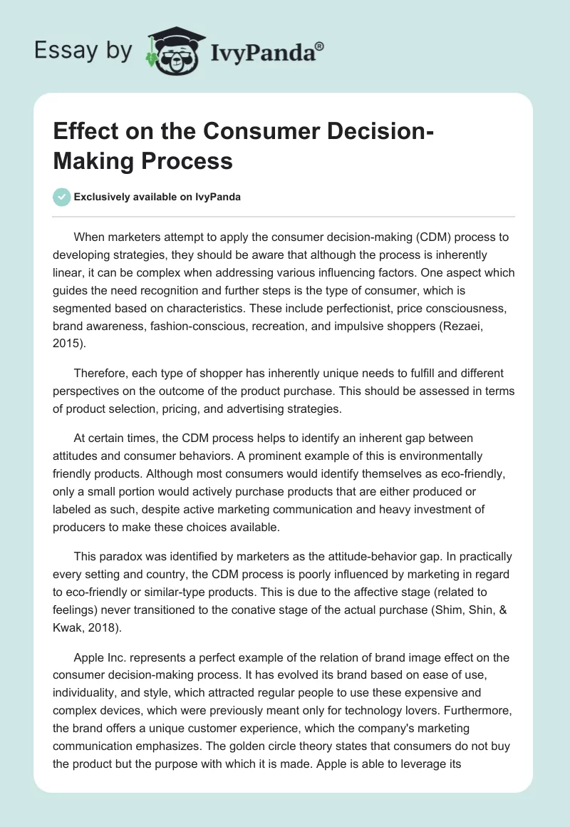Effect on the Consumer Decision-Making Process. Page 1