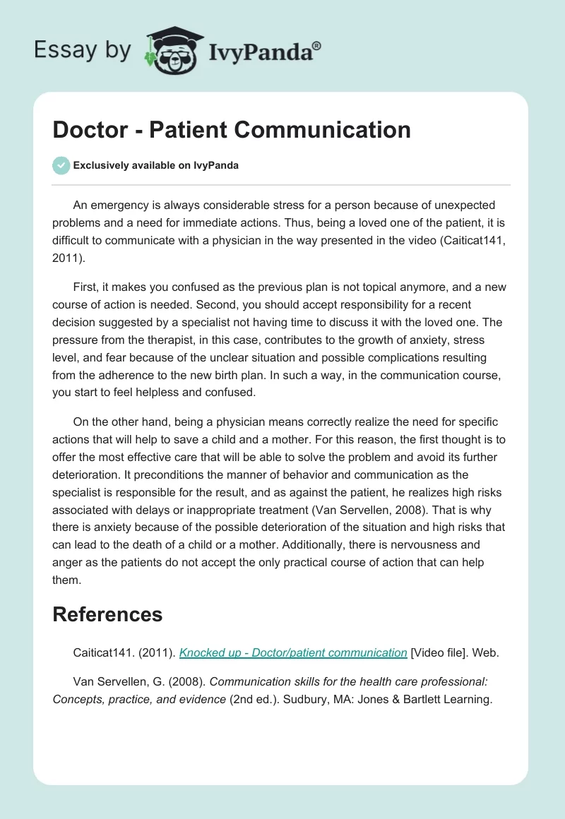 Doctor - Patient Communication. Page 1