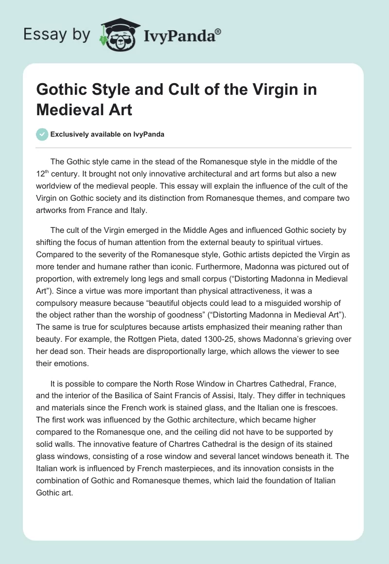 Gothic Style and Cult of the Virgin in Medieval Art. Page 1