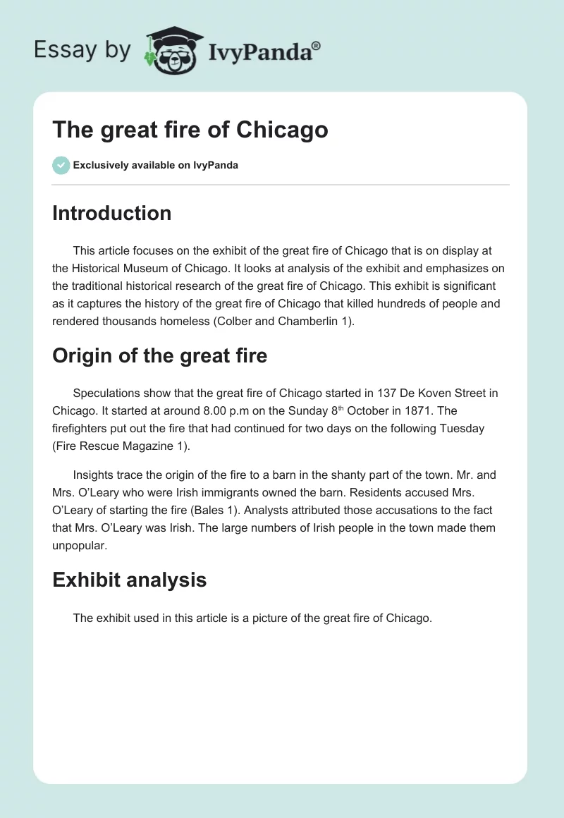 The great fire of Chicago. Page 1