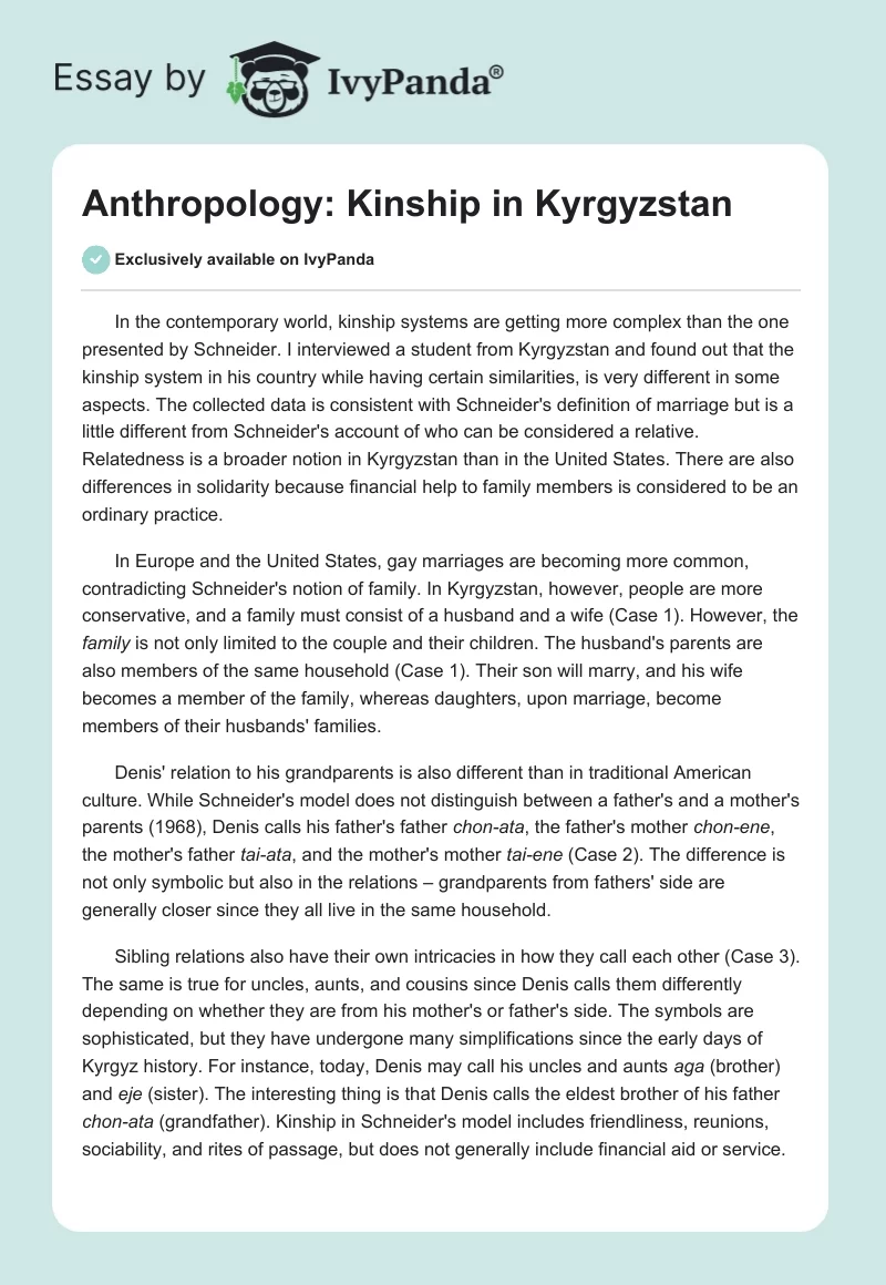 Anthropology: Kinship in Kyrgyzstan. Page 1