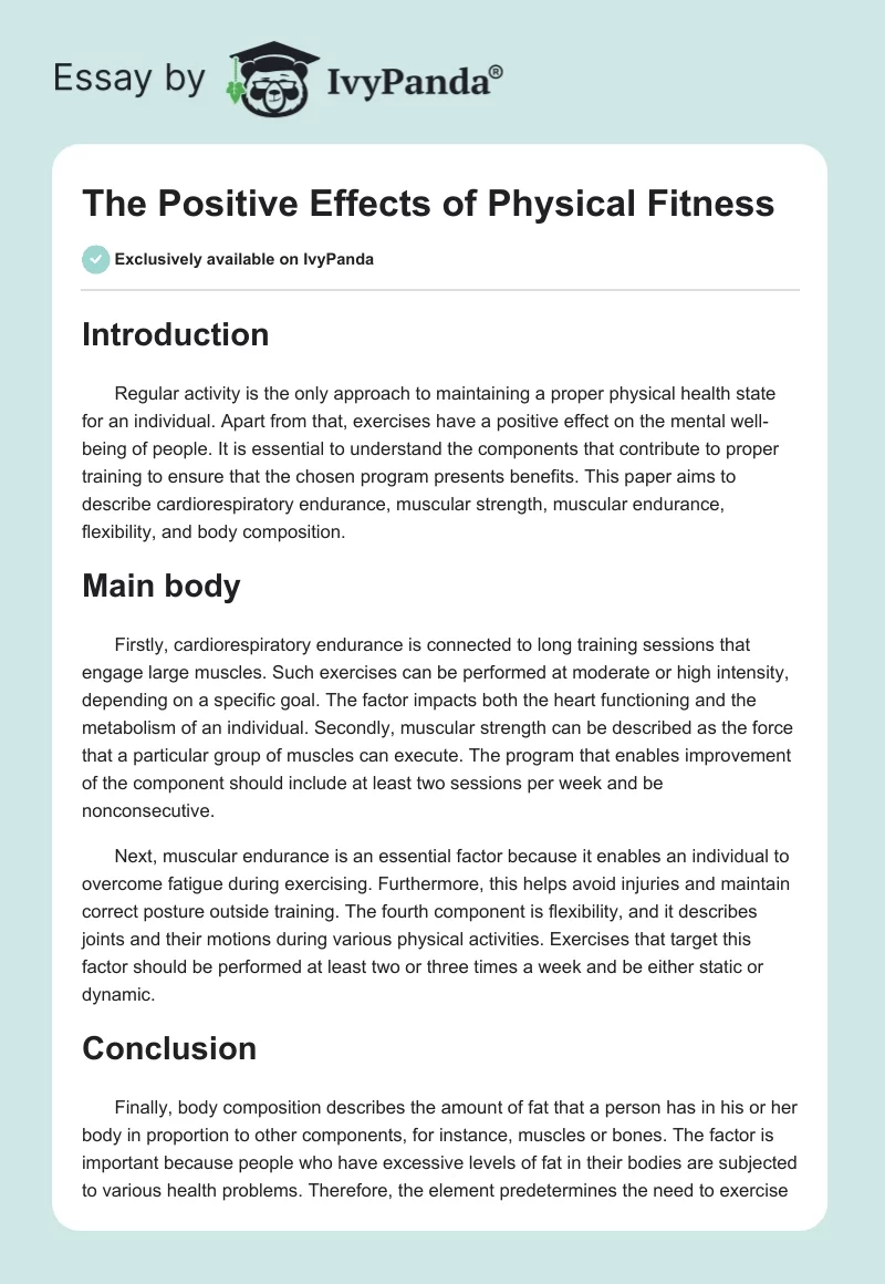 The Positive Effects of Physical Fitness. Page 1