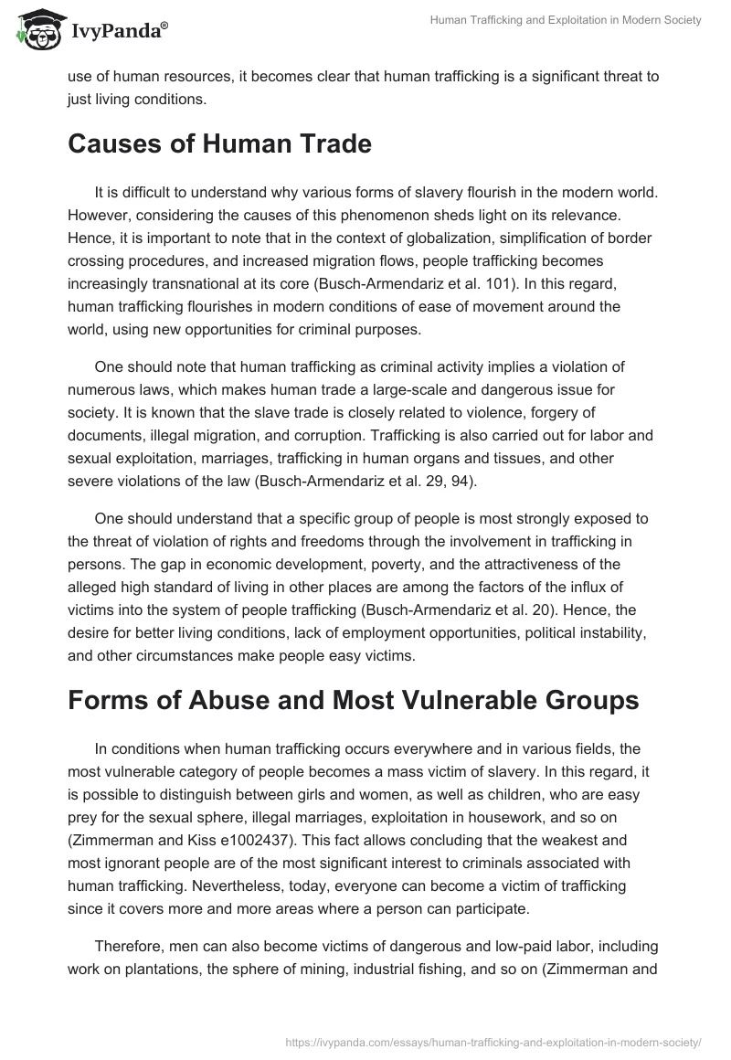 Human Trafficking and Exploitation in Modern Society. Page 2