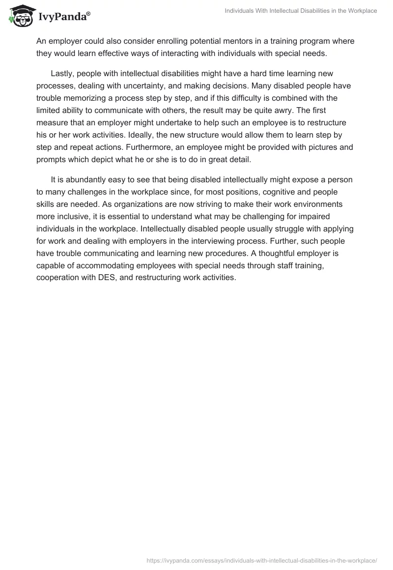 Individuals With Intellectual Disabilities in the Workplace. Page 2
