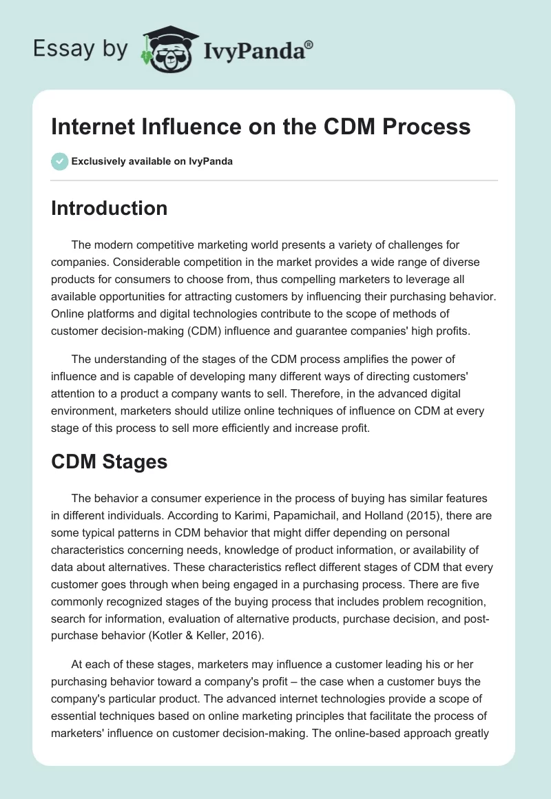 Internet Influence on the CDM Process. Page 1