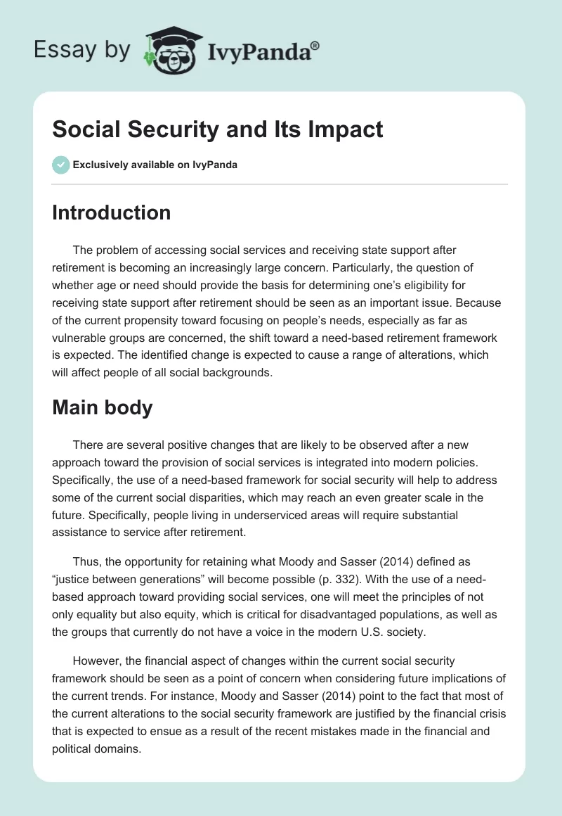 Social Security and Its Impact. Page 1