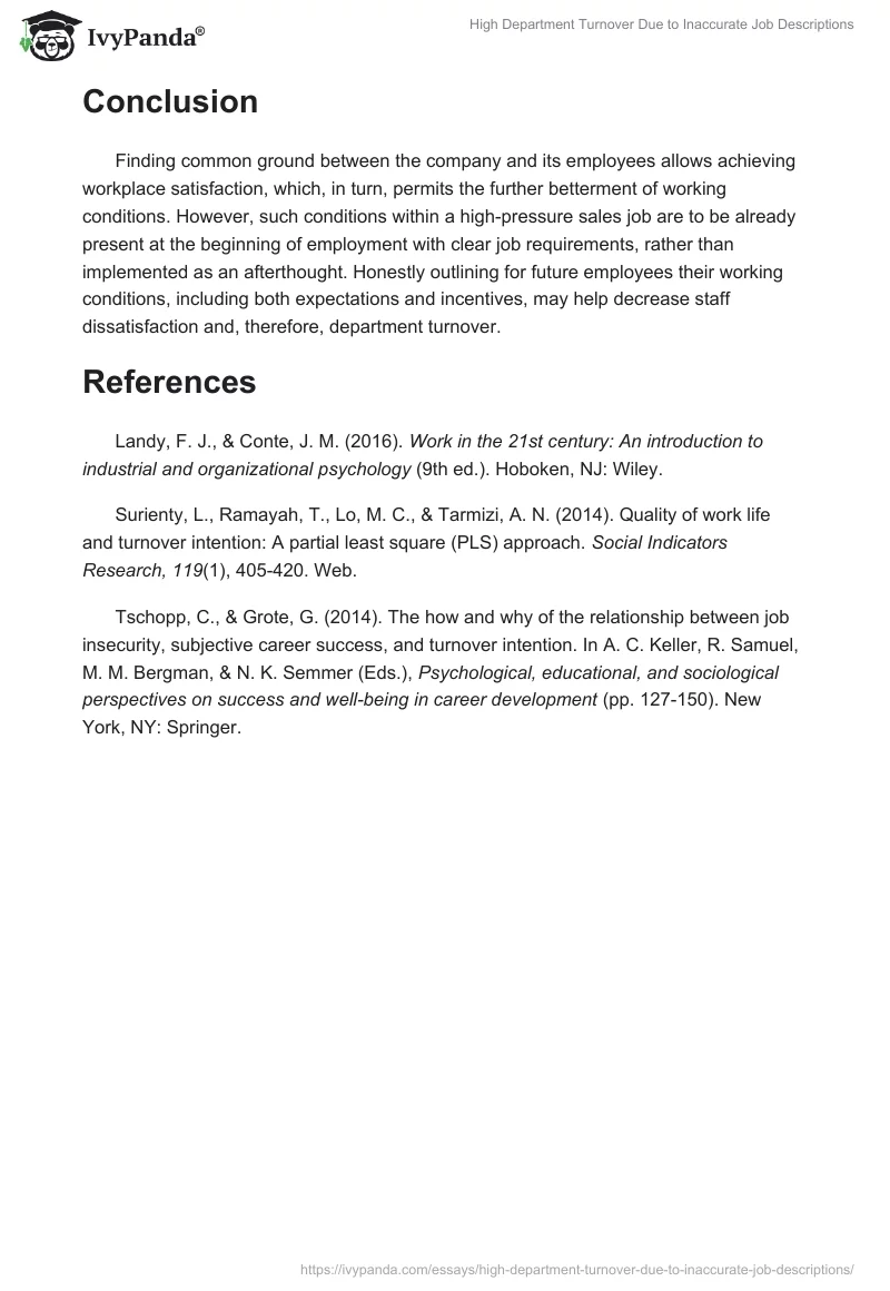 High Department Turnover Due to Inaccurate Job Descriptions. Page 2