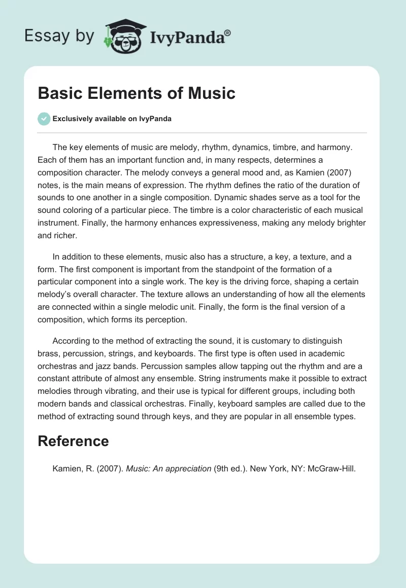 elements of music essay